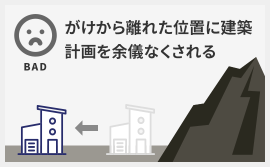 がけから離れた位置に建築計画を余儀なくされる